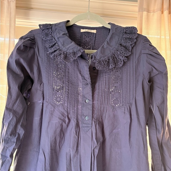 Doên Ruffled Eyelet Collar Dress - Navy – Size S - Picture 2 of 4